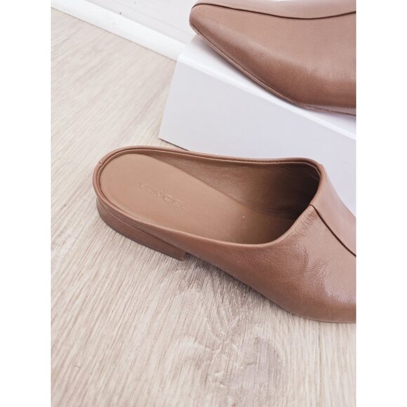 Vince Nida Brown Leather Square Toe Backless Slip On Mule Loafer Shoes 9 39 - Picture 3 of 10